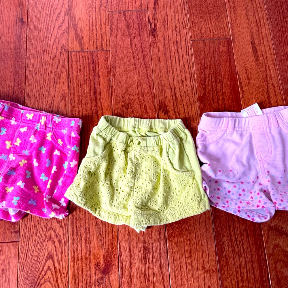 Baby girl pink and green shorts 6-9 months
